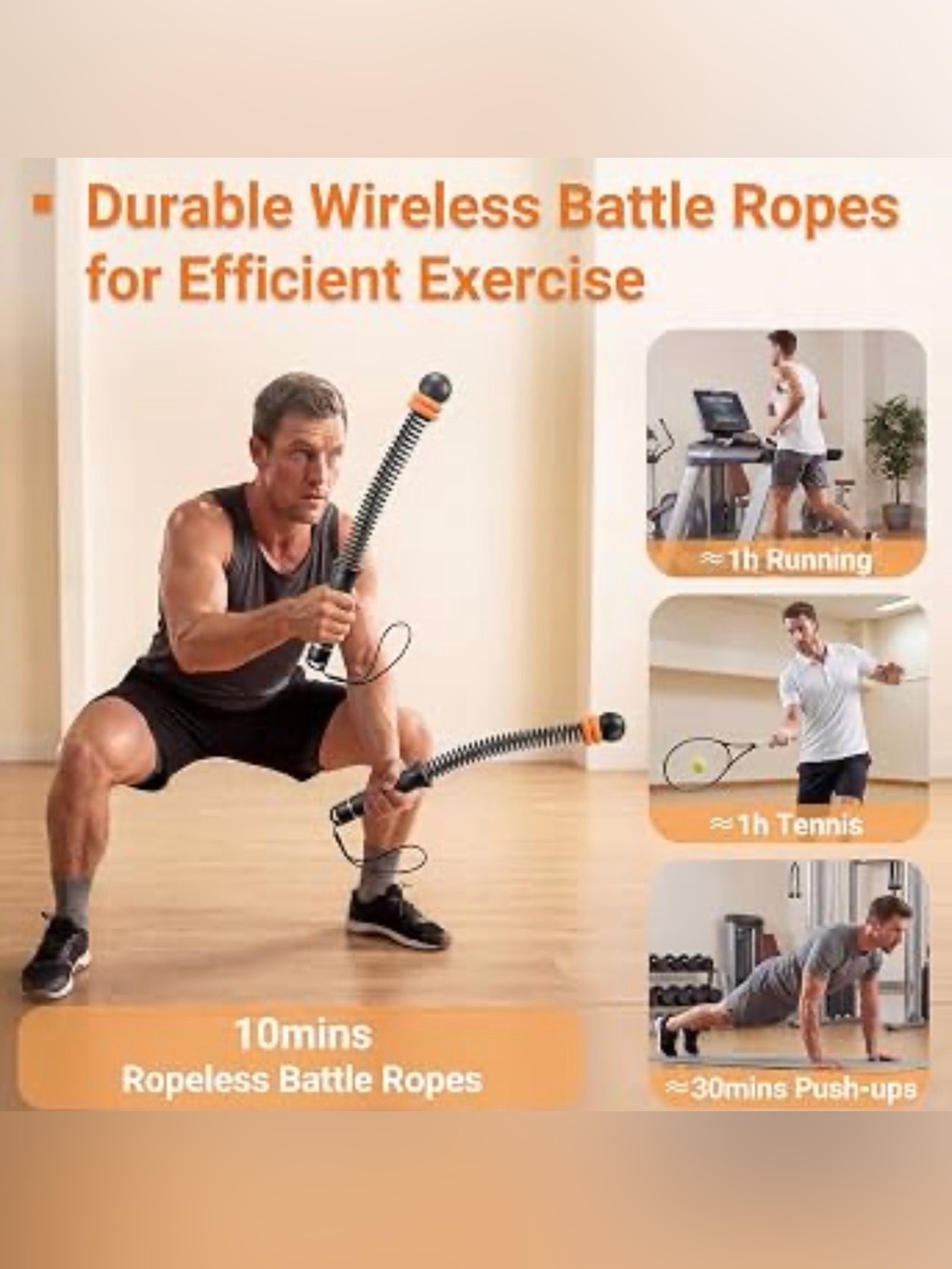 Battle Ropes Weignt Ropeless Battle Ropes 2-Pack, Quiet Home Gym Workout - Picture 6 of 7